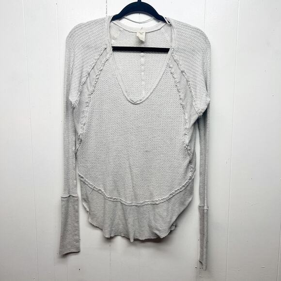 We The Free Sweater Womens XS Thermal Waffle Knit Boho Minimalist Stretch Lounge - Picture 1 of 11